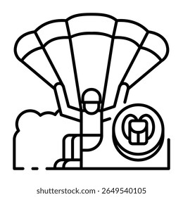 Este ícono del parapente es conveniente para el Transporte, los viajes y el turismo, etc