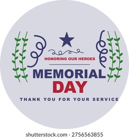 This patriotic graphic badge serves as a commemorative tribute for military holidays, perfect for community event flyers, social media posts, and retail marketing materials that are honoring fallen american soldiers.
