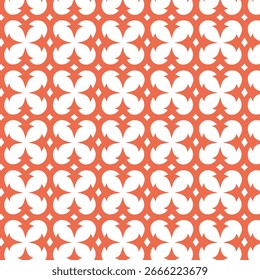 This pattern consists of a repeating geometric motif of four pointed, teardrop-like shapes radiating from a central point.