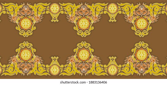 This pattern contains durian fruits and their flowers. Fruits that are called the king of fruits