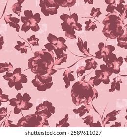 This pattern could be suitable for various applications such as clothing, fabric designs, or wrapping paper. The overall aesthetic is likely vibrant and decorative due to the presence of floral motifs