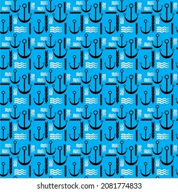 This pattern depicts anchors, chains and waves with attractive colors and images, can be used for wrapping paper, fabric motifs, wall motifs, and others. 