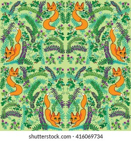 This pattern is drawn on the tablet with dreams of a summer forest where foxes run bright. Lovely ornament for an ornament and background.