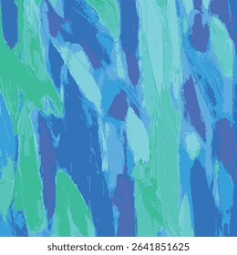 This pattern features an abstract composition in blue, green and turquoise tones. The brush strokes create a dynamic and layered texture.
