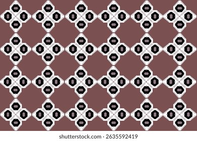 This pattern features black and white diamond-shaped motifs on a brown background, arranged in a symmetrical grid inspired by traditional Thai textile design.