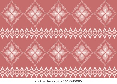 This pattern features diamond and zigzag motifs in rows, inspired by traditional Thai weaving, set against a light orange background.