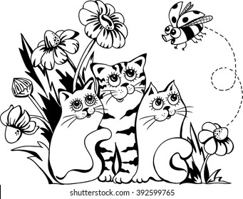This pattern with funny cats and ladybug