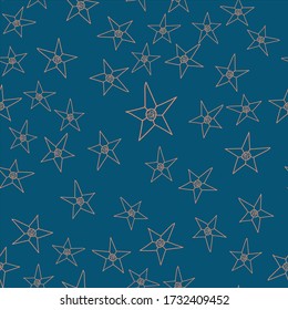This pattern is hand drawn from the stars in the blue night sky. An endless pattern to cover wallpaper or wrapping paper for the holiday.
