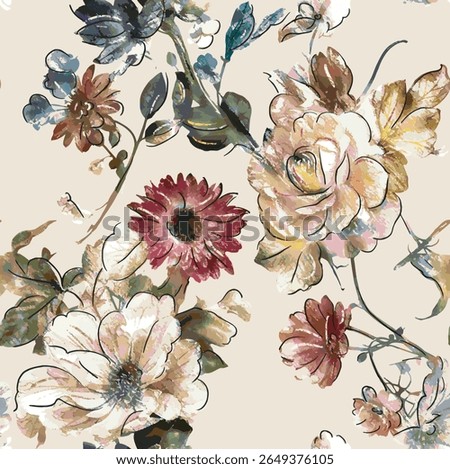This pattern was hand-drawn digitally using Photoshop with a tablet, not generated using AI tools.
Abstract watercolor brush strokes in vivid colors on soft pastel backgrounds. Perfect for textile des