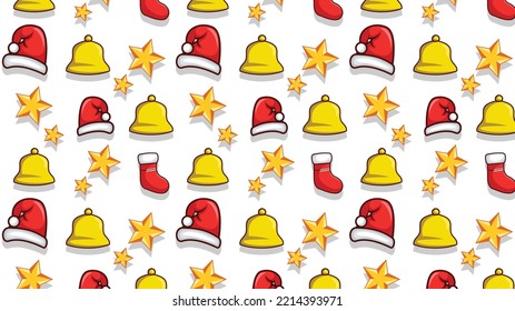 This pattern includes three to four different Christmas elements. design in a flat style. This pattern can be used for wrapping paper, gift box paper, and background