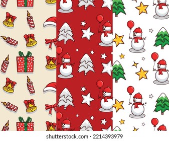 This pattern includes three to four different Christmas elements. design in a flat style. This pattern can be used for wrapping paper, gift box paper, and background