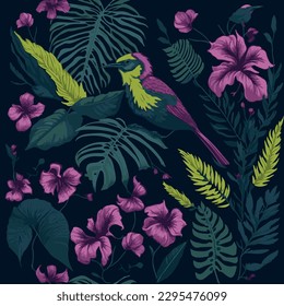 This pattern is perfect for use in various applications such as apparel, stationery, home decor, and digital media, adding a touch of tropical paradise to any design.