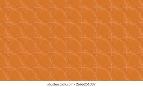 This pattern shows delicate, sketchy orange loops on a warm orange background, creating a light, airy, geometric texture with a hand-drawn feel.