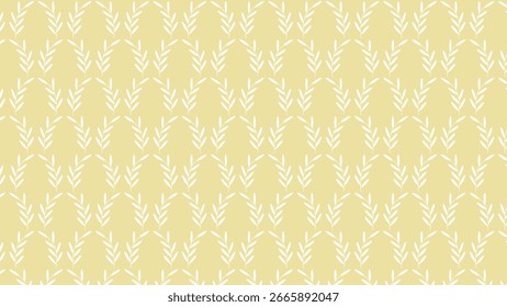 This pattern shows white, simple vertical leaf motifs on a soft yellow background, creating an elegant, calming, warm, and natural vibe with a clean, minimal look.