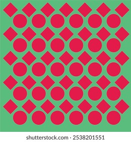 this is a pattern square and circle vector design green and red colors