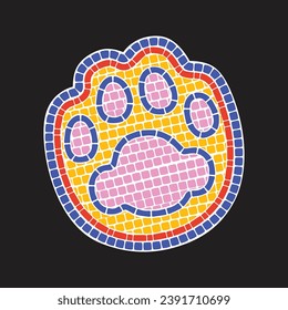 This is paws illustration with various shapes mosaic tile design
