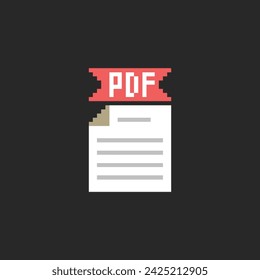 this is pdf  file icon in pixel art with simple color and black background ,this item good for presentations,stickers, icons, t shirt design,game asset,logo and project.
