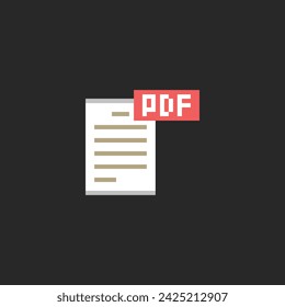 this is pdf  file icon in pixel art with simple color and black background ,this item good for presentations,stickers, icons, t shirt design,game asset,logo and project.