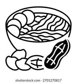 Este icono de fideos de cacahuete es adecuado para comida vegana, etc.