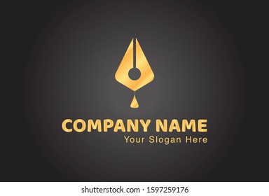 This is a pen logo with ink droplets, with a very attractive and elegant design. This logo can be used for companies, brochures, websites, mugs, stickers, and posters.