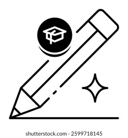 This Pencil icon is suitable for School, College, Education, etc