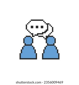 this is people dialog icon in pixel art with simple color and white background ,this item good for presentations,stickers, icons, t shirt design,game asset,logo and your project.