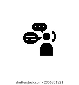 Dies ist das Menschen Dialog Symbol in Pixel Kunst schwarz-weißer Hintergrund , dieses Element gut für Präsentationen, Aufkleber, Symbole, T-Shirt-Design, Spiel-Objekt, Logo und Ihr Projekt.