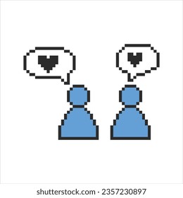 Dies ist Menschen Dialog Symbol in Pixelkunst mit einfachen Farben und weißem Hintergrund , dieses Element gut für Präsentationen, Sticker, Symbole, T-Shirt-Design, Spiel-Objekt, Logo und Ihr Projekt.