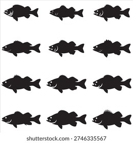 This Perch Fish Silhouette Clipart features a sharp, high-quality profile of the iconic freshwater predator. Ideal for fishing tournament logos, vinyl decals, or outdoorsy graphic designs, this versatile vector silhouette captures the distinctive spiny dorsal fin and sleek, powerful body.