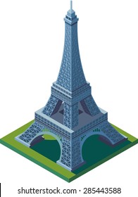 This Is A Perfect Isometric Eiffel Tower From Paris. Vector Colorful France Landmark.