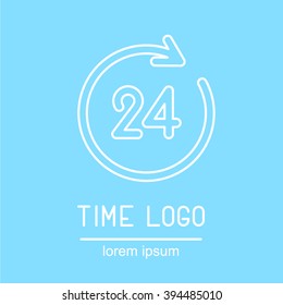 This is perfect thin linear illustration of clock topic. The best collection for your needs. Useful for web, apps, button, invitation, postcard and other. Around the clock logotype