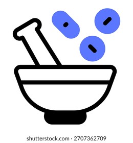 Este icono de Pestle y mortero es adecuado para la farmacia.