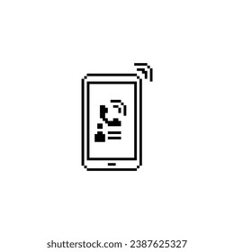 this is phone notification icon in pixel art with simple color and white background ,this item good for presentations,stickers, icons, t shirt design,game asset,logo and your project.