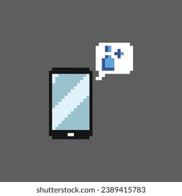  this is phone notification icon in pixel art with simple color and black background ,this item good for presentations,stickers, icons, t shirt design,game asset,logo and your project.