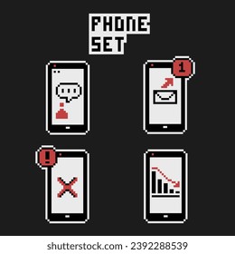 this is phone notification icon in pixel art with simple color and black background ,this item good for presentations,stickers, icons, t shirt design,game asset,logo and your project.
