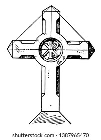 This is a photo of cross sign on which there are a few photos of the Lord Jesus. These photos are of that time when he was alive three days after his demise, vintage line drawing or engraving