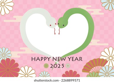 This is a photo frame New Year's postcard illustration for the year of the snake, 2025.