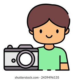 Este icono del fotógrafo es conveniente para la profesión, ocupación, trabajo, avatar, etc.

