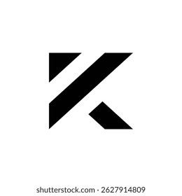 this picture is an abstract geometric design of a letter K in flat style that looks clean in black color on a white background