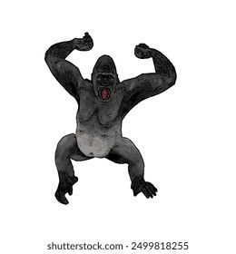 This picture is animal ilustration design of Gorila, king kong vector ilustration, design template