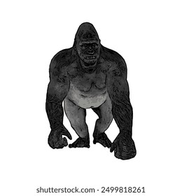 This picture is animal ilustration design of Gorila, king kong vector ilustration, design template