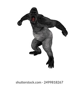 This picture is animal ilustration design of Gorila, king kong vector ilustration, design template