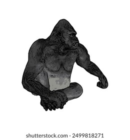 This picture is animal ilustration design of Gorila, king kong vector ilustration, design template