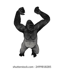 This picture is animal ilustration design of Gorila, king kong vector ilustration, design template