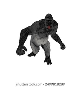 This picture is animal ilustration design of Gorila, king kong vector ilustration, design template