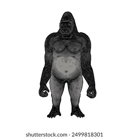 This picture is animal ilustration design of Gorila, king kong vector ilustration, design template