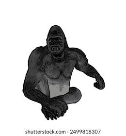 This picture is animal ilustration design of Gorila, king kong vector ilustration, design template