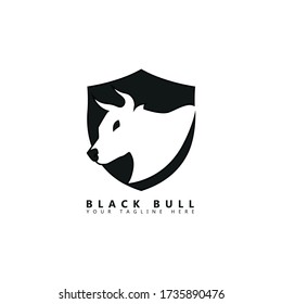 This is a picture of a bull behind which there is a picture of a shield. This picture is suitable for company logos about animal husbandry.