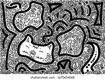 
Esta es una foto de doodles donde se puede ver la cara de un gatito.