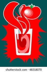 This is a picture of a glass with  fresh  juice tomato
